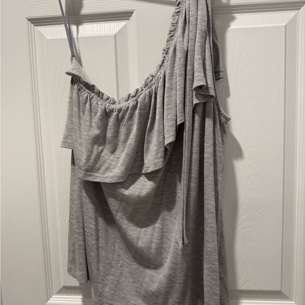 Elegant Gray One-Shoulder Top